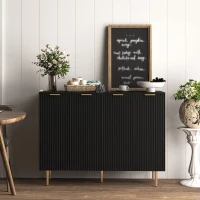 HOMCOM Modern Kitchen Storage Cabinet, Sideboard Buffet Cabinet with Adjustable Shelves for Hallway, Black(m-1)