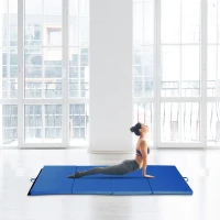 Soozier 4'x8'x2" Folding Gymnastics Tumbling Mat, Exercise Mat with Carrying Handles for Yoga, MMA, Martial Arts, Stretching, Core Workouts, Dark Blue(m-8)