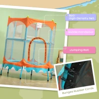 Qaba Trampoline for Kids, 4.6FT Mini Toddler Trampoline Indoor Outdoor with Handlebar, Safety Enclosure Net, Blue(m-6)