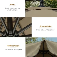 Outsunny 9' Offset Hanging Patio Umbrella, Cantilever Umbrella with Easy Tilt Adjustment, Cross Base and 8 Ribs for Backyard, Poolside, Lawn and Garden, Coffee(m-6)