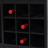 HOMCOM Portable Kitchen Trolley with Bamboo Top Storage Cabinet and Wine Rack (Black )(m-7)