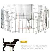 PawHut 24inch Foldable Metal Exercise Pet Playpen Yard Dog Puppy Kennel Cage 8 Panel(m-3)