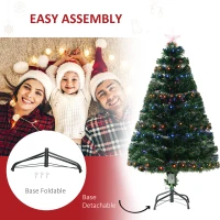 HOMCOM 4ft Prelit Artificial Optical Xmas Tree Spruce Hinged Full Tree(m-7)