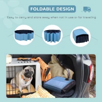 PawHut Folding Dog Pool Portable Pet Kiddie Swimming Pool, Outdoor/Indoor Puppy Bath Tub with Nonslip Bottom for Dogs & Cats,  (Φ47", Blue)(m-6)