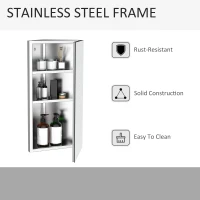 HOMCOM Wall mounted Bathroom Corner Mirror Storage Cabinet Stainless Steel with Single Door(m-6)