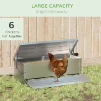 PawHut Automatic Chicken Feeder, 22.5 lbs Capacity Poultry Feeder with Self Opening Treadle, Weather Resistant Lid, for 6 Chickens, Silver(m-4)