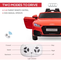 Aosom 6V Kids Electric Ride On Car, Licensed Audi TT RS with Suspension System and Remote Control, Horn, 5 Songs, Lights, MP3 Player, Red(m-5)