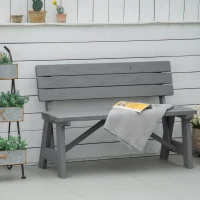 Outsunny Wooden Garden Bench for Outdoor, 2-person Patio Bench, Loveseat Furniture for Lawn, Deck, Yard, Porch and Entryway, Grey(m-8)