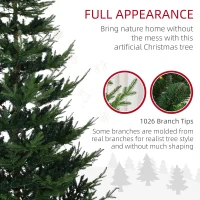 HOMCOM 8 Foot Prelit Artificial Christmas Tree with 1026 Realistic Branches, Warm White LED lights, Auto Open, Green(m-5)