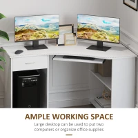 HOMCOM 47" L-Shaped Desk with Keyboard Tray, Computer Corner Desk for Small Space with Shelves, Drawer, CPU Stand, Home Office Writing Table, White(m-6)