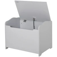 Qaba Kids Wooden Toy Storage Box Organizer Chest with Magnetic Hinge, Large Chest Space, & Groove Handle, Grey(m-11)