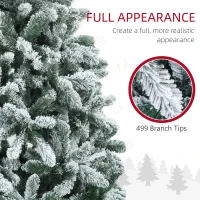 HOMCOM 5 Foot Artificial Flocked Christmas Tree with Snow, Metal Stand, Hinged Xmas Tree for Home Office Holiday(m-5)