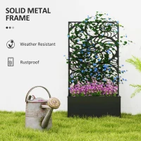 Outsunny Metal Garden Bed with Trellis for Climbing Plants, Freestanding or Wall Mounted Flower Bed for Garden, Patio, Balcony(m-6)
