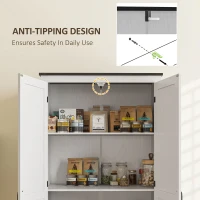 HOMCOM 72" Farmhouse Pantry Cabinet with Adjustable Shelves, Kitchen Pantry Cabinet with 2 Doors, Distressed White(m-7)