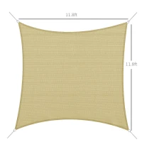 Outsunny Square 12’ Canopy Sun Sail Shade Garden Cover UV Protector Outdoor Patio Lawn Shelter with Carrying Bag Sand(m-3)