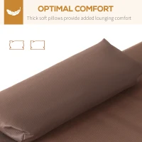 Outsunny 79" Outdoor Lounge Chair with Canopy, Double Chaise Lounger Hammock Bed w/ Pillow and Wheels, Brown(m-6)