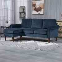 HOMCOM L Shape Sofa, Modern Sectional Couch with Changeable Chaise Lounge, Wooden Legs, Corner Sofa for Living Room, Dark Blue