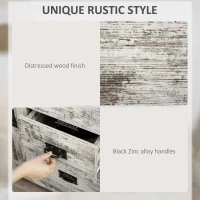 HOMCOM Industrial Sideboard Buffet Cabinet, Kitchen Cabinet with 4 Drawers, 1 Door, Adjustable Shelf Coffee Bar Cabinet, Distressed White(m-5)