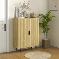 HOMCOM Entryway Shoe Cabinet with 5-Tier Shelving and Adjustable Shelves, 15 Pair Shoe Storage Organizer for Hallway, Oak(m-8)