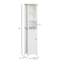 kleankin Bathroom Storage Cabinet with 3 Tier Adjustable Shelf Storage, Linen Tower Enclosed Cabinet for Anti-Toppling Design, White(m-3)