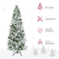 HOMCOM 6 Feet Pencil Snow Flocked Artificial Christmas Tree with 517 Realistic Cypress Branches, Auto Open, Green(m-4)