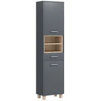 HOMCOM Tall Bathroom Storage Cabinet, Freestanding Bathroom Cabinet with Open Compartments, Double Doors and Drawer(m-2)