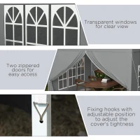 Outsunny 10'x10' Outdoor Pop Up Party Tent Wedding Gazebo Canopy with Carrying Bag (Light Grey)(m-9)