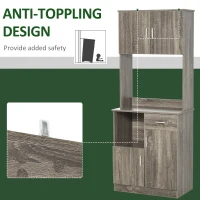 HOMCOM Kitchen Pantry Storage Cabinet with Microwave Stand, Buffet with Hutch, Door Cupboards, Drawer and Adjustable Shelves, Gray(m-7)