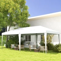 Outsunny 10' x 19' Pop Up Tent Garden Outdoor Party Tent Easy Set Up Gazebo Canopy Market Event Sunshade White(m-8)