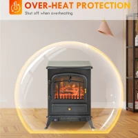 HOMCOM Fireplace Stove, Electric Fireplace Heater with Realistic LED Flames and Logs, 725W/1450W, Black(m-6)