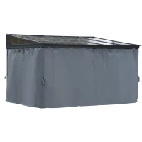 Outsunny 10' x 13' Outdoor Hardtop Pergola PC Roof Gazebo Party Tent Garden Sun Shelter UV protection with Curtains(m-11)