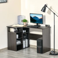 HOMCOM 47.25" L-Shaped Computer Desk, Writing Desk, Corner Desk with Storage Shelves for Home Office, Study, Black(m-10)