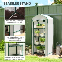 Outsunny Mini Greenhouse with Screen Roof, 4 Tier Portable Small Greenhouse with High Strength PE Cover, White(m-8)