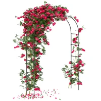 Outsunny 8FT Metal Garden Arch Trellis for Climbing Plants, Ceremony, Wedding Decoration, Black(m-11)