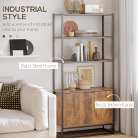 HOMCOM Storage Cabinet with 3 Open Shelves Cupboard Freestanding Tall Organizer Multifunctional Rack for Livingroom Bedroom Kitchen Rustic Brown(m-4)