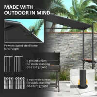 Outsunny 9' x 5' BBQ Grill Gazebo Tent, Garden Grill Canopy Outdoor Grill Shelter w/ Steel Frame and Serving Shelves, Dark Grey(m-6)