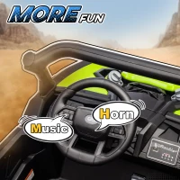 Qaba 24V 7AH Ride on Car, 2 Seater 4 MPH Ride on UTV with 4 Shock Absorbers, Music Horn LED Lights, for 3-8 Years, Green(m-7)