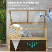 Outsunny Raised Garden Flower Bed Kit with Lean-to Greenhouse, Wooden Cold Frame Planter, 41" x 22.5" x 28.25", Natural(m-5)