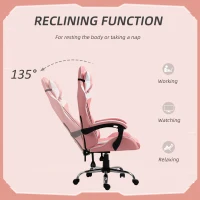 Vinsetto Racing Gaming Chair with Lumbar Support, Head Pillow, Swivel High Back Recliner Gamer Desk Chair for Office, Pink(m-5)