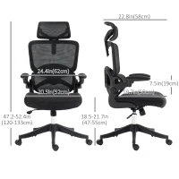 Vinsetto Ergonomic Office Chair, Mesh Chair with Adjustable Back, Headrest and Armrests, Lumbar Support, Tilt Function(m-3)