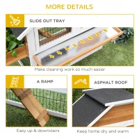 PawHut Rabbit Hutch Outdoor for 2 Rabbits, Wooden Rabbit Cage with Flower Bed, Removable Tray, Ramp(m-7)