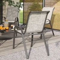 Outsunny Set of 4 Outdoor Dining Chairs, Stackable Patio Chairs with High Back, Breathable Mesh Seat for Garden Lawn, Mixed Gray(m-9)