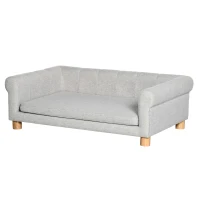 PawHut Modern Pet Sofa Cat or Medium Large Dog Bed W/ Removable Seat Cushion, Light Grey(m-11)