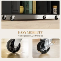 HOMCOM Kitchen Island on Wheels with Rubberwood Top, Rolling Kitchen Cart with 2 Drawers, 4 Doors and Adjustable Shelves(m-7)