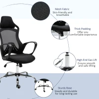 Vinsetto High Back Office Chair Mesh Desk Chair with Adjustable Backrest, Swivel Task Chair with Ergonomic Design Conference Office, Black(m-9)