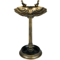 Outsunny 32" Antique Bird Bath Decorative Birdbath Bird Feeder Bowl with Planter Pedestal and Bird Statues, Bronze(m-1)