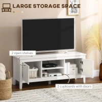 HOMCOM Modern TV Stand for TVs up to 55", TV Bench with Storage Cupboards and Shelves, 47.2" x 16.7" x 19.7", White(m-4)