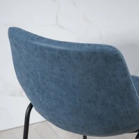 HOMCOM Counter Height Bar Stools Set of 2, Vintage PU Leather Bar Chairs, Kitchen Stools w/ Footrest for Home Bar, Blue(m-9)