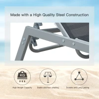 Outsunny Sun Lounger, Outdoor Chaise Lounge with 5-Position Backrest for garden, Black(m-5)