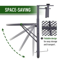 Outsunny Adjustable Balcony Hanging Railing Table, Metal Mounting Mini Wall Desk Storage Rack, Outdoor Flower Stand Serving Table Half Round, Grey(m-5)